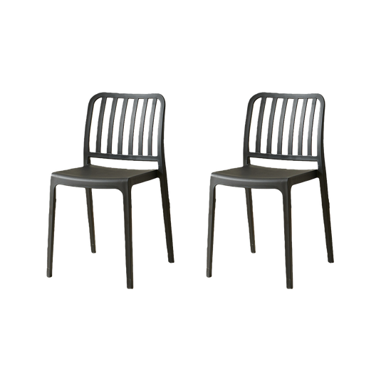 Set de 2 Sillas Brooklyn, Negro, con Espaldar en Rayas y Diseño Minimalista