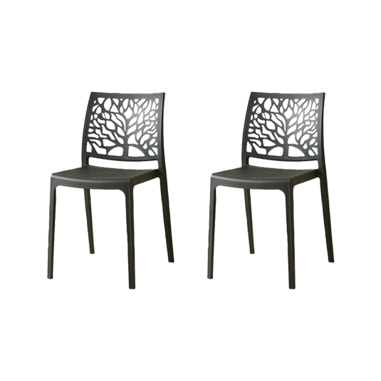Set de 2 Sillas Harlem, Negro, con Espaldar en Forma de Árbol y Diseño Minimalista
