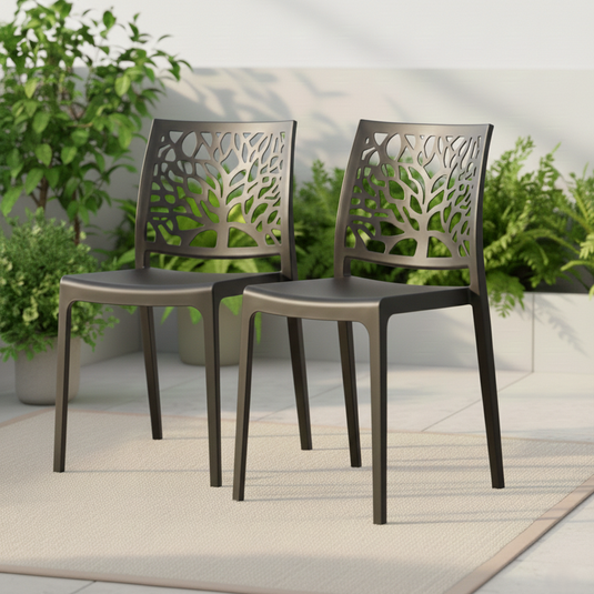 Set de 2 Sillas Harlem, Negro, con Espaldar en Forma de Árbol y Diseño Minimalista