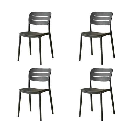 Set de 4 Sillas Harriman, Negro, con Medio Espaldar y Diseño Minimalista