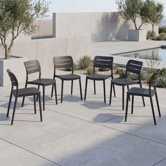 Set de 6 Sillas Harriman, Negro, con Medio Espaldar y Diseño Minimalista
