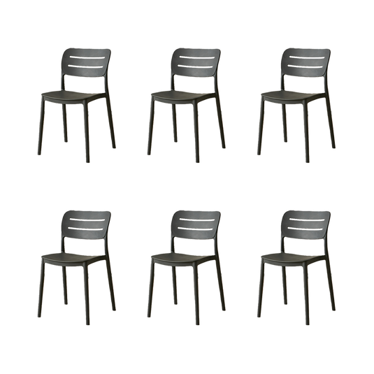 Set de 6 Sillas Harriman, Negro, con Medio Espaldar y Diseño Minimalista