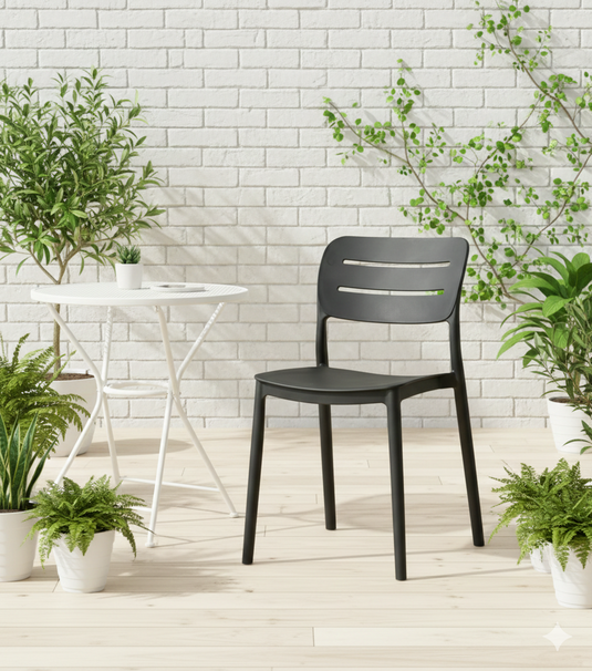 Silla Harriman, Negro, Con medio espaldar y diseño minimalista