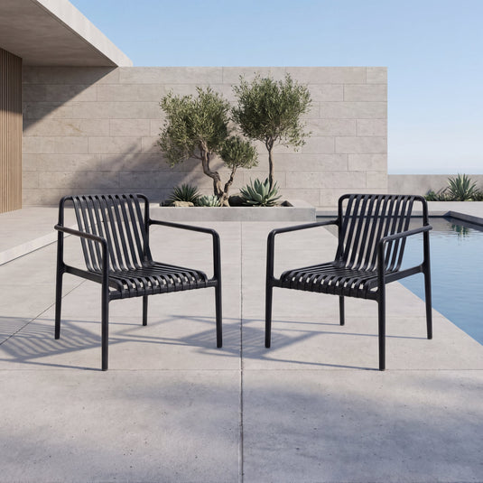 Set de 2 Sillas Lounge Parma, Negro, con Espaldar y Diseño Moderno