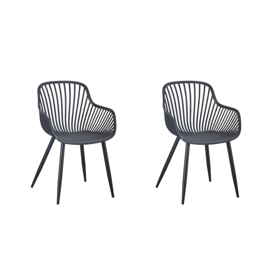 Set de 2 Sillas Victoria, Negro, con Espaldar Minimalista y Diseño Moderno