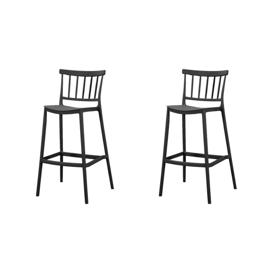 Silla para Bar Oxford, Negro, Con espaldar en barras y diseño minimalista X2