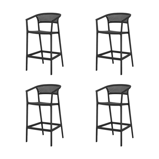 Set de 4 Sillas para Bar Salvador, Negro, con Reposa Pies Doble Proposito