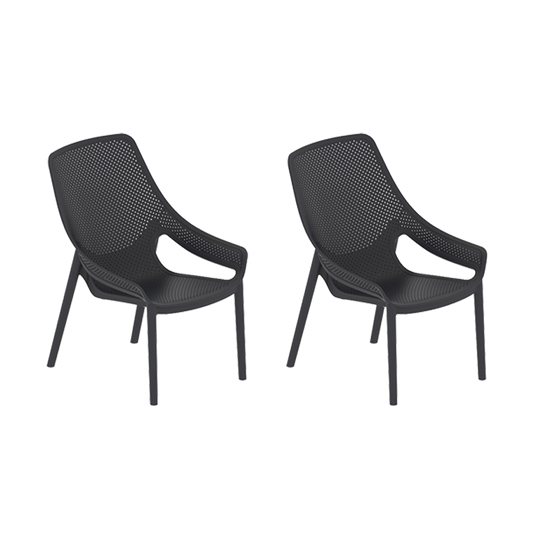 Set de 2 Sillas Lounge Ibiza, Negro, con Espaldar y Reposa Brazos