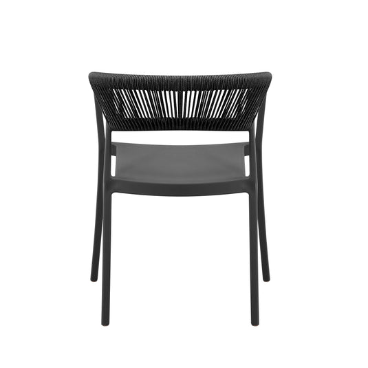 Set de 4 Sillas Balí, Negro, con Espaldar en Cuerdas y Diseño Moderno