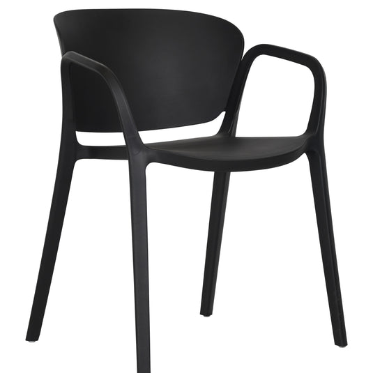 Set de 4 Sillas con Brazos California, Negro, con Espaldar y Diseño Minimalista