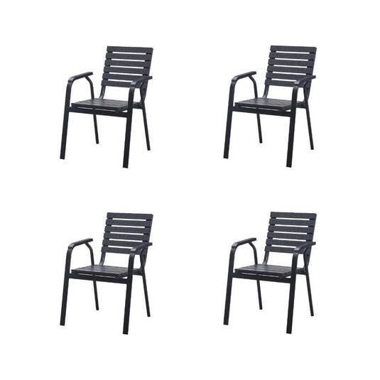 Set de 4 Sillas Comedor Exterior Rapel Negro, con Cómodo Espaldar