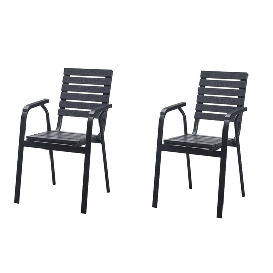 Set de 2 Sillas Comedor Exterior Rapel Negro, con Cómodo Espaldar