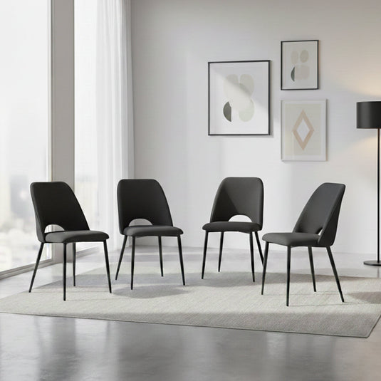Set de 4 Sillas Urban, Color Negro, con Espaldar y Diseño Moderno