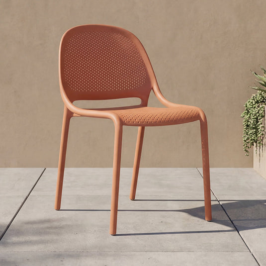 Silla Tolondo, Color Rojo, Con espaldar redondo transpirable y diseño minimalista