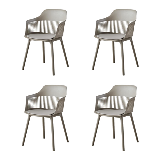 Set de 4 Sillas con Cojín Max, Color Taupe, con Espaldar en Rejilla