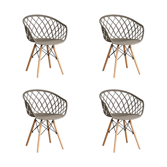 Silla Oasis con Brazos, Color Taupe, Con espaldar X4