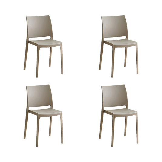 Set de 4 Sillas Soho, Taupe, con Espaldar Cerrado y Diseño Minimalista