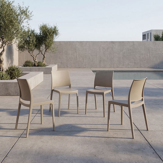 Set de 4 Sillas Soho, Taupe, con Espaldar Cerrado y Diseño Minimalista