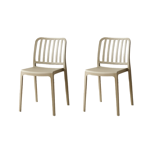 Set de 2 Sillas Brooklyn, Taupe, con Espaldar en Rayas y Diseño Minimalista