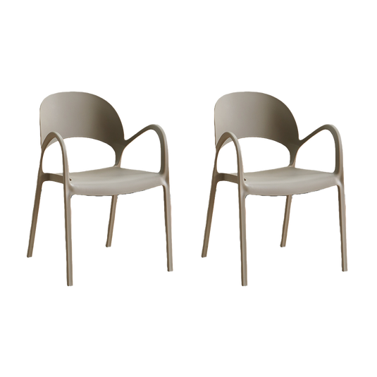 Set de 2 Sillas Bremen, Taupe, con Espaldar, Reposa Brazos y Diseño Minimalista