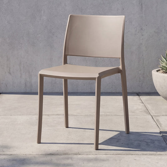 Silla Toledo, Color Taupe, Con espaldar liso y cuadrado, diseño moderno