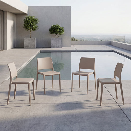Silla Toledo, Color Taupe, Con espaldar liso y cuadrado, diseño moderno X4