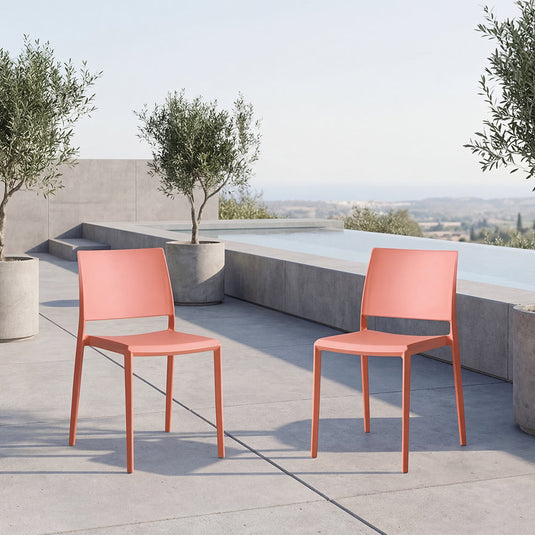 Set de 2 Sillas Toledo, Color Terracota, con Espaldar Liso y Cuadrado, Diseño Moderno
