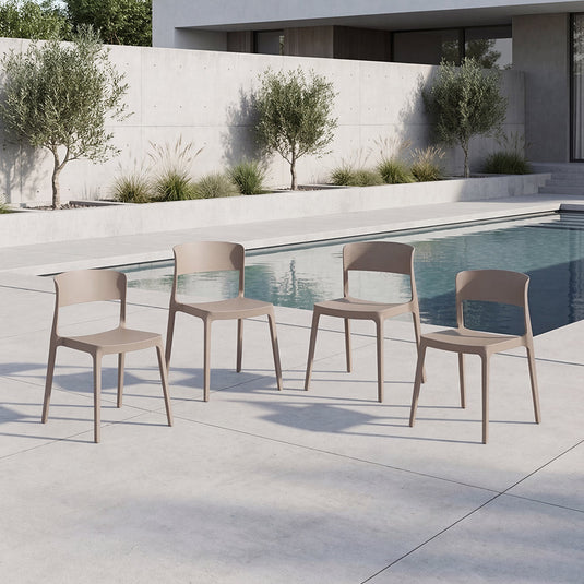 Set de 4 Sillas Mónaco, Color Taupe, con Espaldar y Diseño Moderno