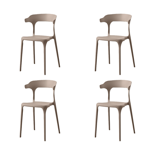 Set de 4 Sillas Elena, Color Taupe, Diseño Moderno