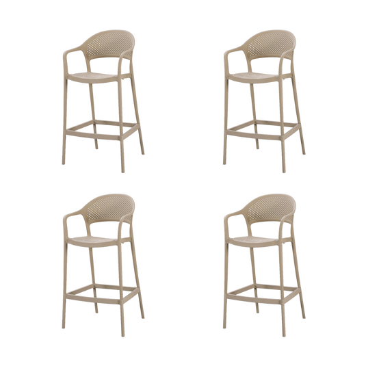 Set de 4 Sillas para Bar Curitiva, Taupe, con Reposa Pies Doble Proposito
