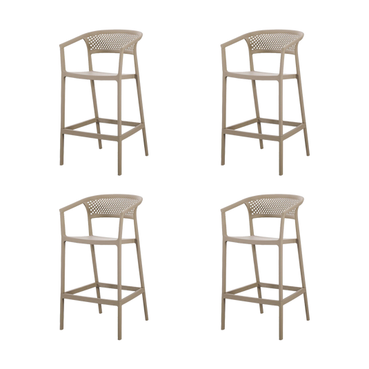 Set de 4 Sillas para Bar Salvador, Taupe, con Reposa Pies Doble Proposito