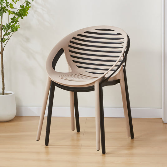 Set de 4 Sillas Tokio con Brazos, Color Taupe, con Espaldar y Diseño Moderno