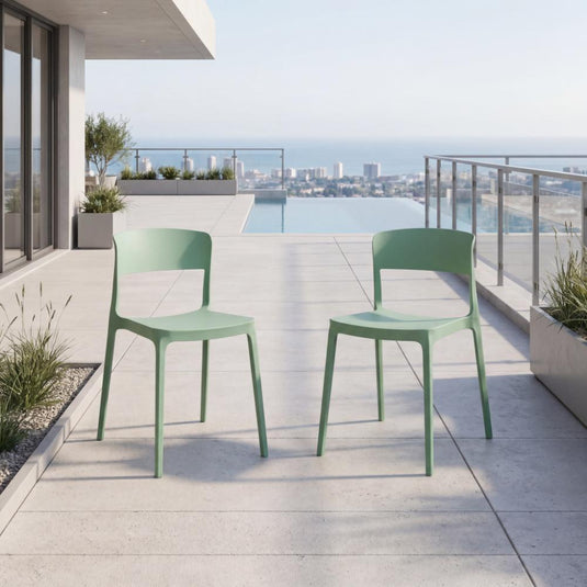 Set de 2 Sillas Mónaco, Color Verde Oliva, con Espaldar y Diseño Moderno