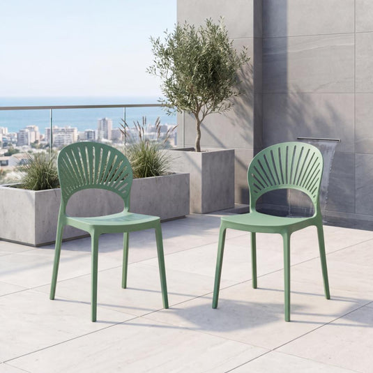 Set de 2 Sillas Paraíso, Color Verde Oliva, con Espaldar y Diseño Moderno