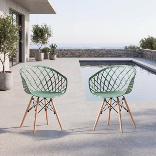 Set de 2 Sillas Oasis con Brazos, Color Verde Olivo, con Espaldar