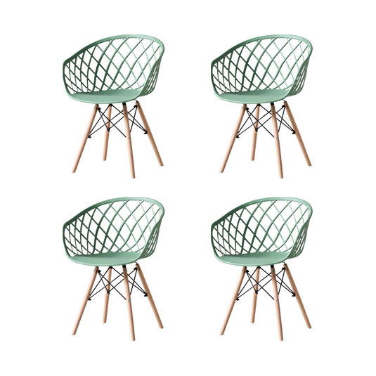 Set de 4 Sillas Oasis con Brazos, Color Verde Olivo, con Espaldar