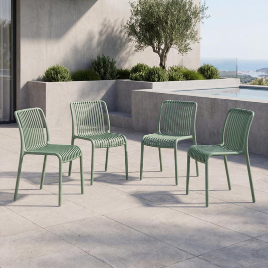 Set de 4 Sillas Terra, Color Verde Olivo, con Espaldar