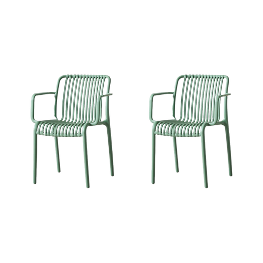 Set de 2 Sillas Terra con Brazos, Color Verde Olivo, con Espaldar