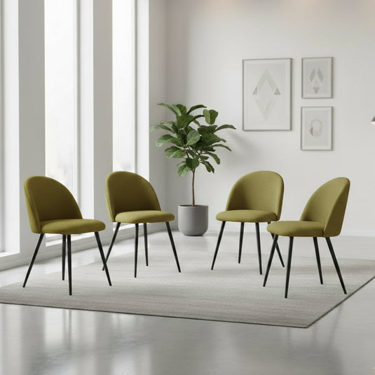 Set de 4 Sillas Core, Color Verde, Con espaldar y diseño Moderno