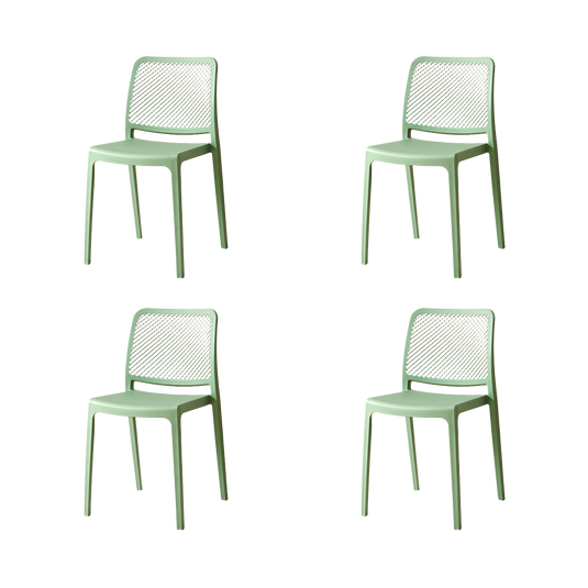 Set de 4 Sillas Manhattan, Verde, con Espaldar en Rejilla y Diseño Minimalista