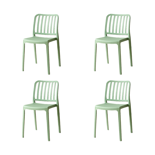 Set de 4 Sillas Brooklyn, Verde, con Espaldar en Rayas y Diseño Minimalista