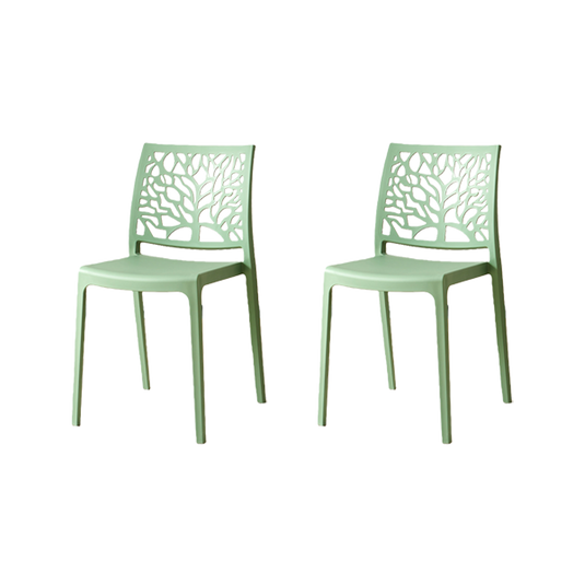 Set de 2 Sillas Harlem, Verde, con Espaldar en Forma de Árbol y Diseño Minimalista