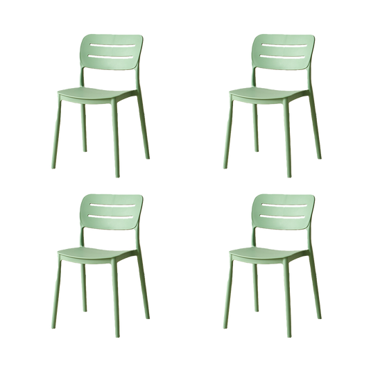 Set de 4 Sillas Harriman, Verde, con Medio Espaldar y Diseño Minimalista