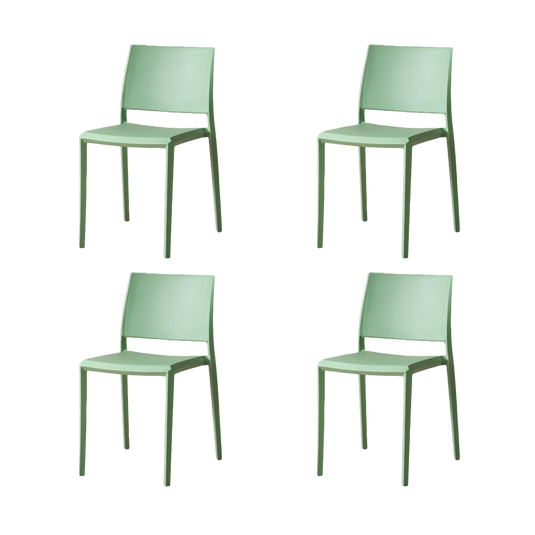 Set de 4 Sillas Toledo, Color Verde, con Espaldar Liso y Cuadrado, Diseño Moderno