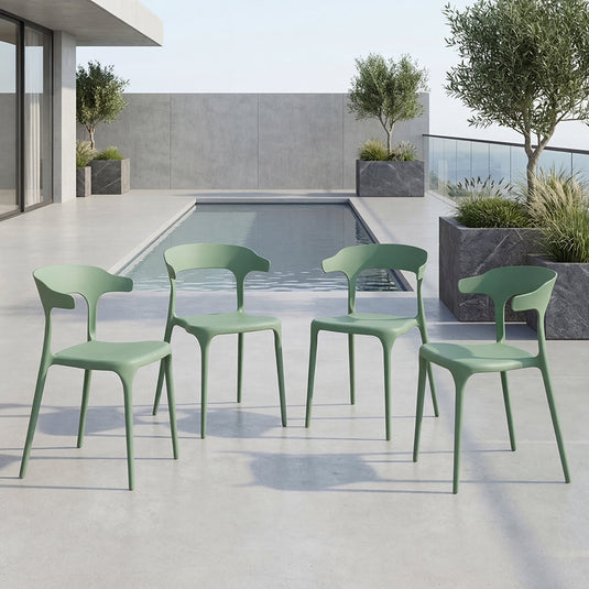 Set de 4 Sillas Elena, Color Verde, Diseño Moderno
