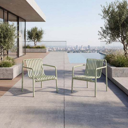 Set de 2 Sillas Lounge Parma, Verde, con Espaldar y Diseño Moderno