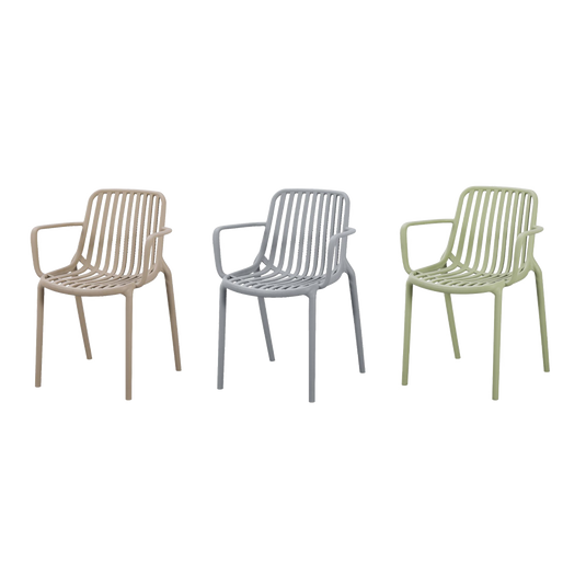 Set de 3 Sillas Premium, Color Verde - Gris y Taupe, con espaldar