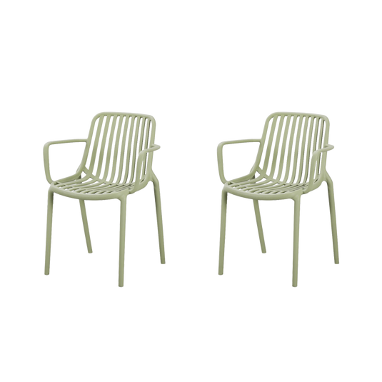 Silla Parma, Verde, Con espaldar en rayas y diseño minimalista X2