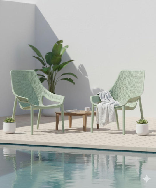 Silla Lounge Ibiza, Verdematcha, con espaldar y reposa brazos X2