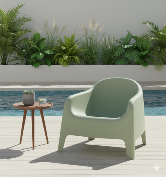 Silla Lounge Sun, Verdematcha, cómoda para terraza o jardín X2